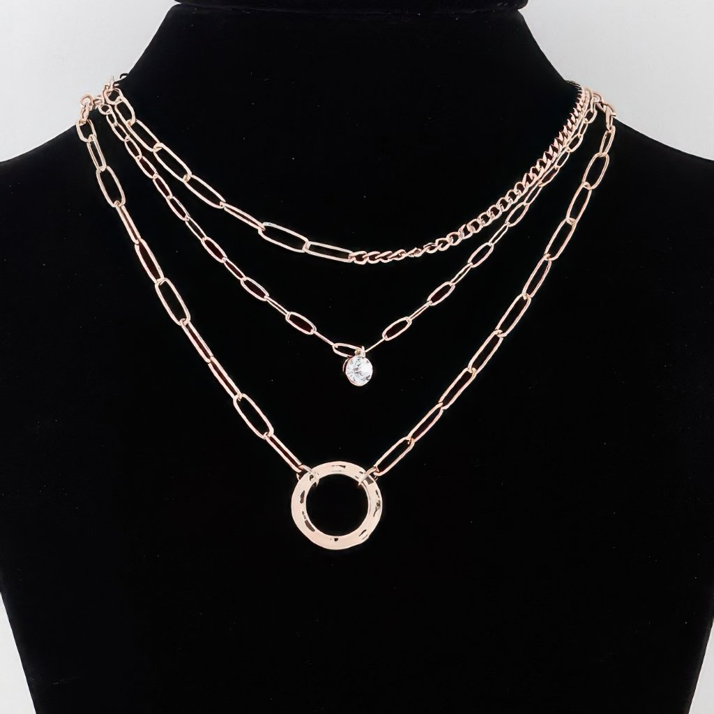 Multilayer Lin Chain Ring Necklace 29$